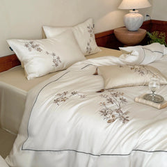 Luxury 600TC Lyocell Eucalyptus Fiber Flowers Embroidery Bedding Set