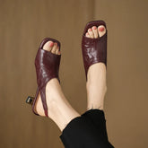 leather sheepskin elastic band with exposed toes