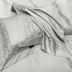 600TC Egyptian Cotton Bedding Set, Luxury Embroidery Duvet Cover with Pillowcases, Flat/Fitted Bed Sheet for Home Hotel, 4Pcs