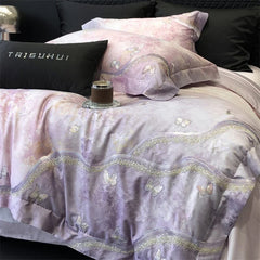 1000TC Egyptian Cotton Luxury Butterfly Embroidery Queen King Size Bedding Set