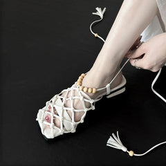 hand weaving sheepskin Hollow Roman Sandals