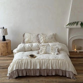 Vintage French Double Layer Ruffles Bedding Set