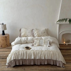 Vintage French Double Layer Ruffles Bedding Set