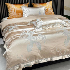 1000TC Egyptian Cotton Soft Silky Satin Jacquard Luxury Bedding Set