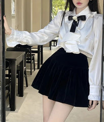 Morella Dark Academia Hemd / Samtrock