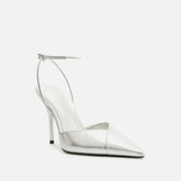 Silver Patent Leather One Word Buckle Sandals