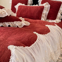 4Pcs French Princess Style Carved Velvet Warm Winter Bedding Set