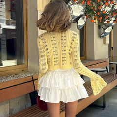 Coasting Through Hollow Out Knitted Cardigan