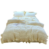 Japanese Seersucker Queen Quilt Cover Set 3/4 Pcs Soft Washed Bedding Set