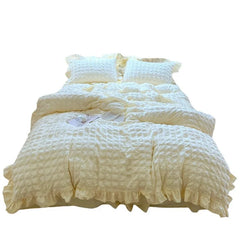Japanese Seersucker Queen Quilt Cover Set 3/4 Pcs Soft Washed Bedding Set