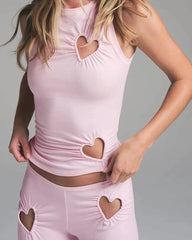 Janessa Heart Hollow Out Pants Set