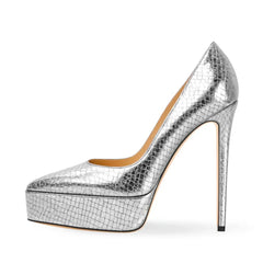 Snake pattern Bright leather Pumps