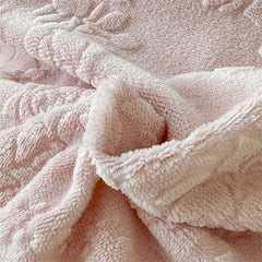 Vintage French Carved Velvet Lace Ruffles Luxury Warm Winter Pink Bedding Set