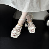 hand weaving sheepskin Hollow Roman Sandals