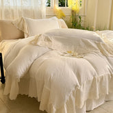 Vintage French Lace Ruffles 100% Cotton Double Yarn Soft Comfortable Bedding Set