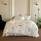 Premium 600TC Egyptian Cotton Flowers Embroidery Luxury Bedding Set