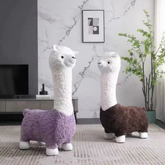 Fluffy Lama Door Entryway Decor Stool