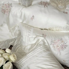 Flowers Embroidery Ruffles Princess Wedding Bedding Set