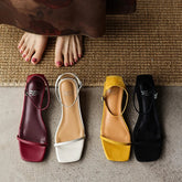 leather cowhide sheep suede square toe elastic middle Heel