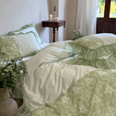 Romantic Flowers Lace Ruffles Princess Bedding Set