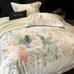 Premium 1000TC Egyptian Cotton Flowers Plant Prints Spring Summer Bedding Set