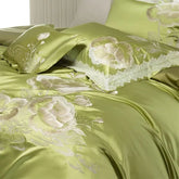 Green Brocade Egyptian Cotton Soft Silky Luxury Bedding Set