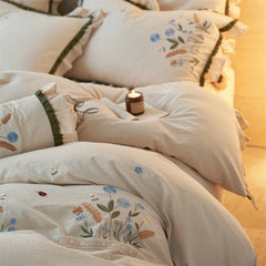 Cotton Linen Blend 4Pcs Bedding Set
