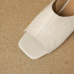 leather sheepskin elastic band with exposed toes