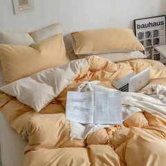 Solid Color Duvet Cover Set with Flat Sheet, Pillowcases, Single, Double, Queen Size Bed Linen, Blue, Boys, Girls, Home Bedding