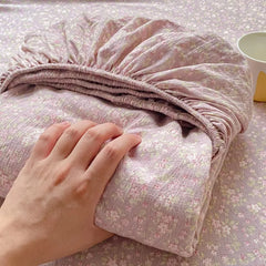 Soft Summer Fitted Bed Sheet with Elastic Band Cute Cherry Floral Single Double Queen Size 90/120/150/180/200 Bed Cover