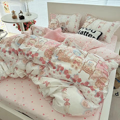 Korean Pink Bedding Set