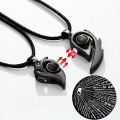 I Love You Magnetic Projection Couple Necklace Set