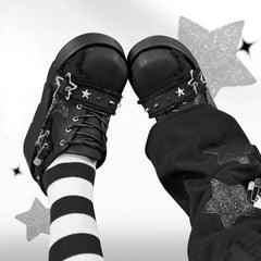 Punk Metal Chain Chunky Platform Ankle Boots