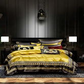 Luxury Gold Green Jacquard Bedding Set