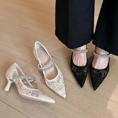Sexy Lace Pointy High Heel