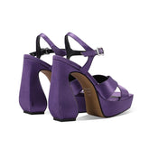 Purple Silk Platform Sandals