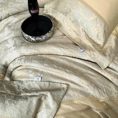 Champagne 1000TC Egyptian Cotton Yarn-dyed Jacquard Embroidery Luxury Bedding Set