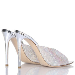 Peep toe Slippers Pointed toe pull-on Super high Heel
