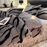 Winter Thick Warm Imitation Rabbit Fur Bedding Set