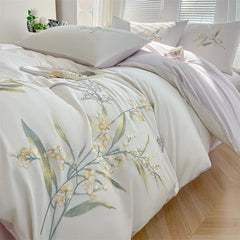 100% Cotton Floral Embroidery Luxury Bedding Set