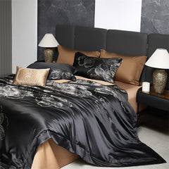 1000TC Egyptian Cotton Floral Jacquard Silky Satin Bedding Set