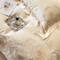 Luxury Rose Flowers Embroidery 1000TC Egyptian Cotton Premium Bedding Set