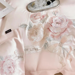 500TC Long-staple Cotton Chic Flowers Butterfly Heavy Embroidery Bedding Set