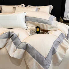 100% Egyptian Cotton Luxury Jacquard Embroidery Wide Border Bedding Set