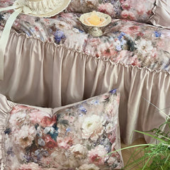 Flowers Print Large Ruffles Princess Bedding Set