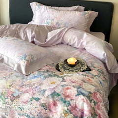 Premium 1000TC Egyptian Cotton Flower Digital Printing Soft Silky Bedding Set