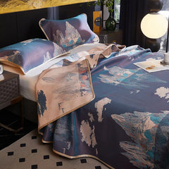 Ultra Soft Breathable Lyocell Cotton Elegant Jacquard Woven Bedspread Blend Cooling Blanket Bed Sheet