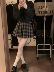 Victoria Dark Academia – Karierter Falten-Minirock