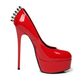 Red Patent Leather rivet Pumps