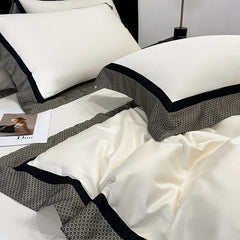 4Pcs Premium 1000TC Egyptian Cotton Simple Solid Color Bedding Set